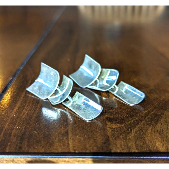 Taxco Modernist Geometric Sterling Silver Dangly Earrings Made in Mexico - Picture 4 of 10